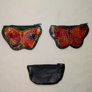Leather Coin Purses:  Bundle of (3).  All Leather